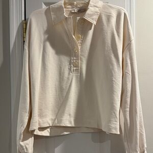 LOFT Ivory Button-Up Blouse